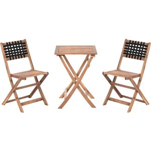Beliani - Outdoor Patio Garden Furniture Bistro Set Acacia Wood Folding Brown and Black Coniolo