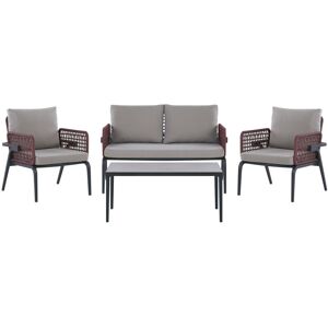 Beliani - Modern Outdoor Sofa Set 4 Piece Aluminium Grey Cushions Sciacca