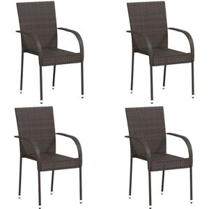 Vidaxl - Stackable Outdoor Chairs 4 pcs Poly Rattan Brown