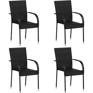 Vidaxl - Stackable Outdoor Chairs 4 pcs Poly Rattan Black