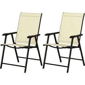 Outsunny - 2-PCS Garden Armchairs Outdoor Patio Folding Modern Furniture Beige
