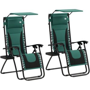 Outsunny - 2 Pcs Zero Gravity Lounger Chair, Folding Reclining Chair, Green