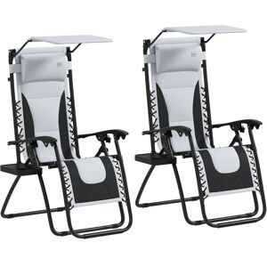 Outsunny - 2 Pcs Zero Gravity Lounger Chair, Folding Reclining Chair, Grey