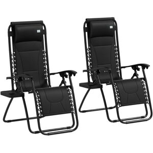 2 Pcs Zero Gravity Lounger Folding Recliner Chair w/ Cup Holder - Outsunny