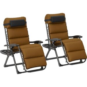 Outsunny - 2 Pieces Zero Gravity Chairs, Reclining Folding Sun Lounger, Brown