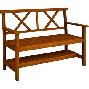 Outsunny - 2-Seater Garden Bench Wooden Outdoor Bench w/ Storage Shelf Carbonized
