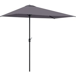 Outsunny - Half Round Parasol Garden Sun Umbrella Metal w/ Crank Grey