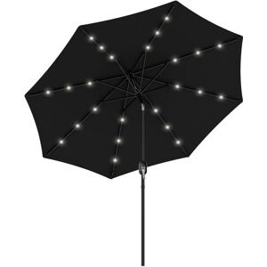 2.7m Patio Garden Umbrella Outdoor Parasol with Tilt Crank and 24 LEDs Lights Black - Outsunny