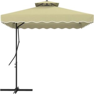 Outsunny - 2.5m Cantilever Parasol with Ruffles and Cross Base Beige