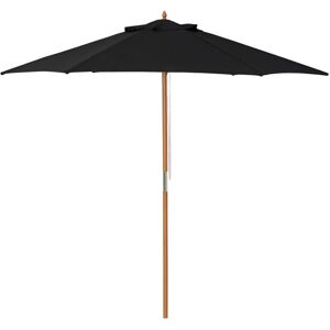 2.5m Wood Garden Parasol Sun Shade Patio Outdoor Wooden Umbrella Canopy Black - Outsunny