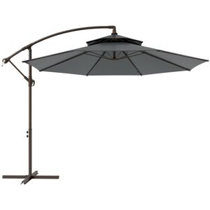 Outsunny - 2.7m Cantilever Banana Parasol Outdoor Sun Shade w/ Crank Dark Grey
