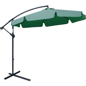Outsunny - 2.7m Garden Cantilever Banana Parasol Sun Shade with Crank Green