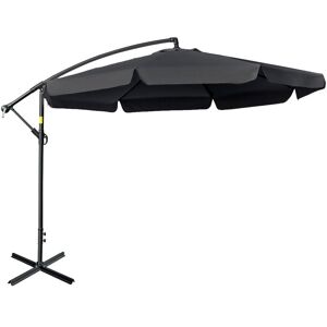 Outsunny 2.7m Garden Cantilever Banana Parasol Sun Shade with Crank Black