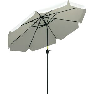 Outsunny - 2.7m Patio Umbrella Garden Parasol with Crank, Ruffles, 8 Ribs White