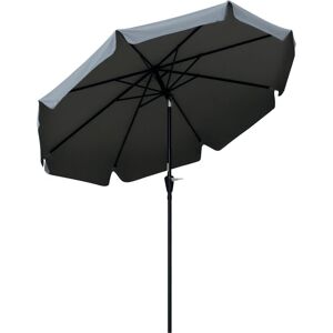 Outsunny - 2.7m Patio Umbrella Garden Parasol with Crank, Ruffles, 8 Ribs Grey