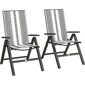 Outsunny - 2PCs Rattan Folding Chair w/ 5-Position Adjustable Backrest, Grey