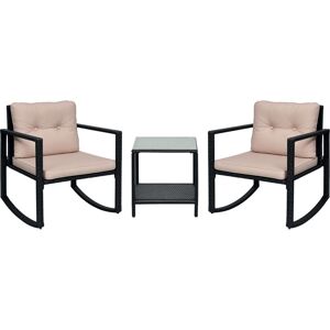 3Pcs Rattan Rocking Set Patio Bistro Table Chairs Conversation - Outsunny