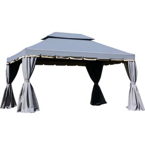 Outsunny - 3m x 3.6m Aluminium Gazebo Canopy Patio Marquee Party Tent Grey