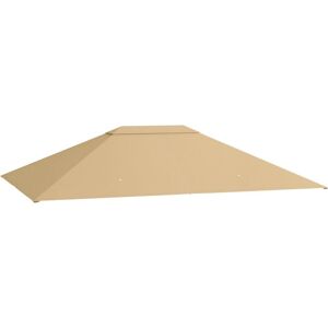 3 x 4m Gazebo Canopy Replacement Gazebo Roof Cover Khaki - Outsunny