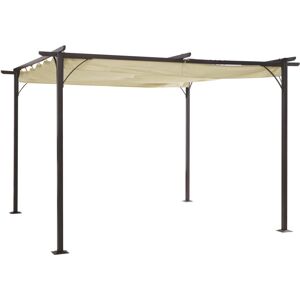 3.5x3.5m Pergola Metal Gazebo Backyard Porch Awning Retractable Canopy Beige - Outsunny