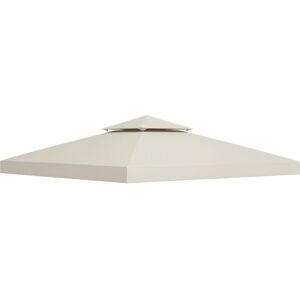 Outsunny - 3(m) 2 Tier Garden Gazebo Top Cover Replacement Canopy Roof Cream White