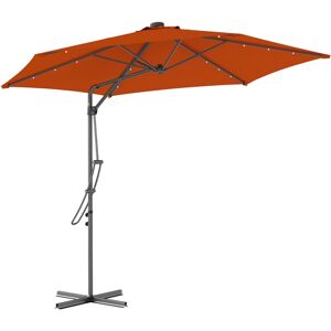 Outsunny - 3(m) Cantilever Garden Parasol Umbrella w/ Solar led and Cover Orange