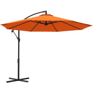 3(m) Cantilever Parasol Banana Umbrella w/ Crank & Tilt, Cross Base Orange - Outsunny