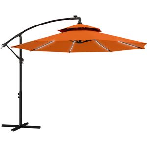 3(m) Cantilever Parasol Hanging Banana Umbrella w/ lights Orange - Outsunny