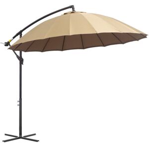 Outsunny 3(m) Cantilever Shanghai Parasol w/ Crank Handle, Cross Base Beige