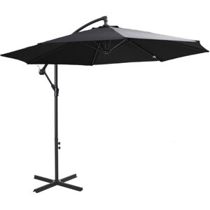 3m Garden Banana Parasol Cantilever Umbrella w/Crank& Base Black - Black - Outsunny