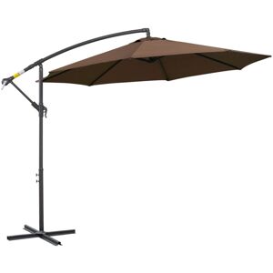 Outsunny - 3m Garden Banana Parasol Cantilever Umbrella w/Crank& Base Brown