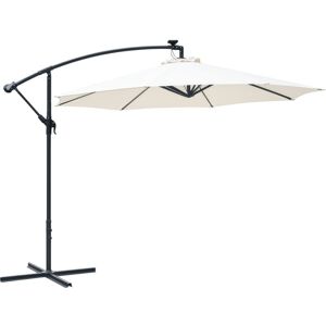 Outsunny - 3(m) led Patio Banana Umbrella Cantilever Parasol w/ Crank Cream