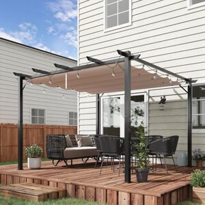 Outsunny 3x3(m) Pergola Gazebo Sun Shade Shelter Aluminium Garden Canopy Brown