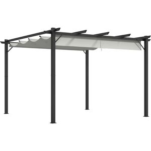 Outsunny - 3x3(m) Pergola Gazebo Sun Shade Shelter Aluminium Garden Canopy Grey
