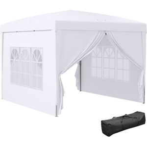 Outsunny 3mx3m Pop Up Gazebo Party Tent Canopy Marquee with Storage Bag White