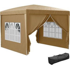 Outsunny - 3mx3m Pop Up Gazebo Party Tent Canopy Marquee with Storage Bag Khaki