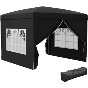 Outsunny 3mx3m Pop Up Gazebo Party Tent Canopy Marquee with Storage Bag Black