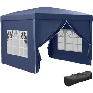 Outsunny - 3mx3m Pop Up Gazebo Party Tent Canopy Marquee with Storage Bag Blue