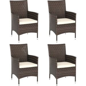 Outsunny - 4PC Outdoor Rattan Armchair Wicker Dining Chair Set for Garden Coffee