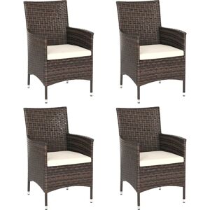 Outsunny 4PC Outdoor Rattan Armchair Wicker Dining Chair Set for Garden Brown