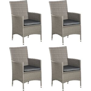Outsunny 4PC Outdoor Rattan Armchair Wicker Dining Chair Set for Garden Grey