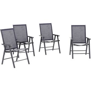 Outsunny - 4-PCS Garden Armchairs Outdoor Patio Folding Furniture Grey