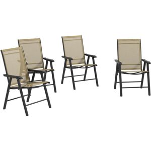 Outsunny - 4-PCS Garden Armchairs Outdoor Patio Folding Furniture Light Brown