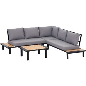 Outsunny - 4 pcs Garden Furniture Conversation Set w/ Loveseat Table, Grey