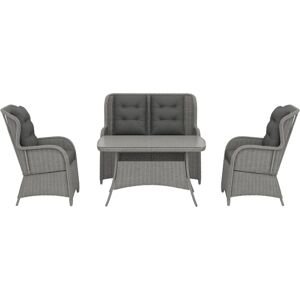 Outsunny - 4 PCs Outdoor Rattan Sofa Set, Wicker Sectional Sofa Set Light Grey