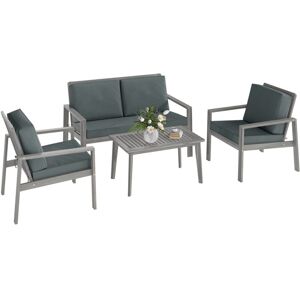 Outsunny - 4 Pieces Wooden Garden Furniture Set with Cushions, Light Grey