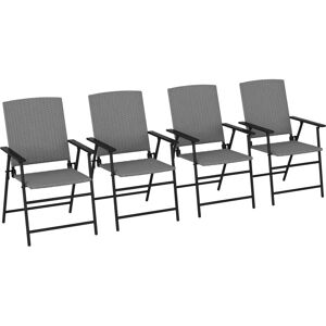 4pcs Rattan Chair Foldable Garden Furniture w/ Armrest Grey - Outsunny