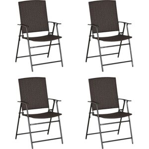 Outsunny - 4pcs Rattan Chair Foldable Garden Furniture w/ Armrest Brown