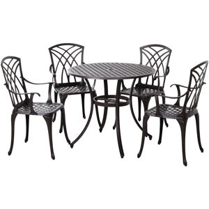 Outsunny - 5 PCs Garden Dining Set, Garden Furniture Set, Brown