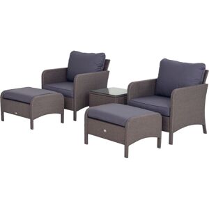 Outsunny 5 Pieces Outdoor Patio Furniture Set Wicker Conversation Set Grey